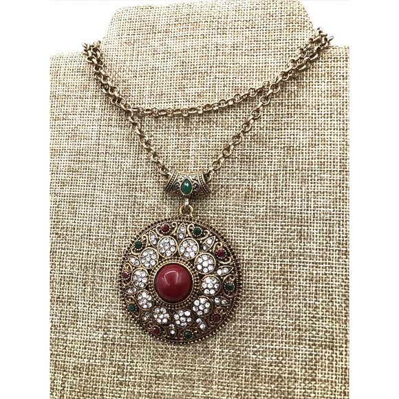 Betsey Johnson Retired Mughal Style Statement Pendant Necklace 24" - Picture 5 of 8
